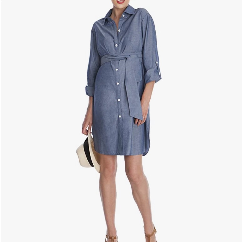 Seraphine Casual Chambray Shirt Dress with Belt